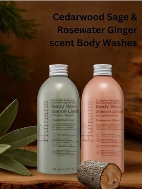 🌿 Hey Humans Natural Body Wash Duo | Cedarwood + Rosewater